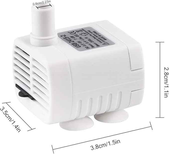 Driew 3W DC 3.5-8V USB Water Pump with Power Cord, Solar Mini Submersible,Brushless,Waterproof (2, White)