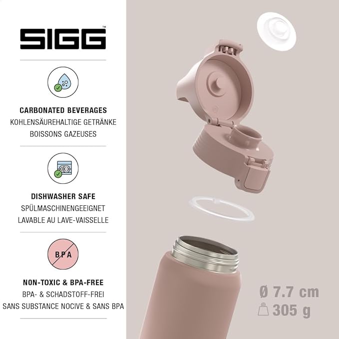 SIGG - Shield Therm- Stainless Steel Insulated Water Bottle - Carbonated Drinks, Leakproof, BPA Free, Recycled, 25, 34Oz