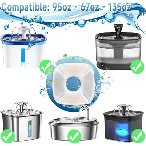 18 Pcs Cat Water Fountain Filters Replacement Compatible with VEKEN 95oz