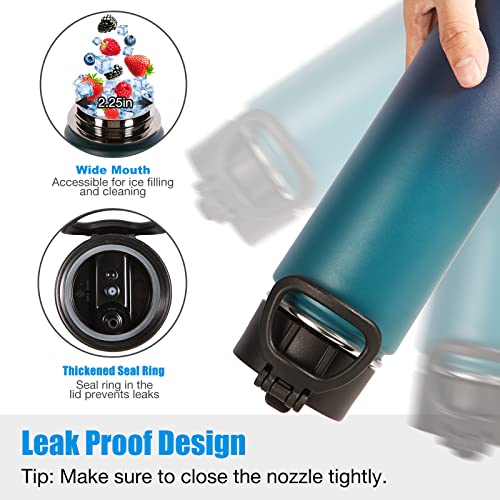 Insulated Water Bottles with Straw Bulk 2 Pack (2 Count)