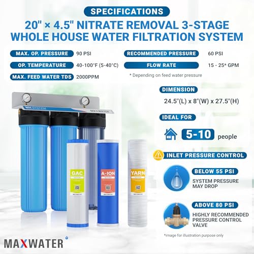 3 Stage Whole House Water Filter System Nitrate Removal
