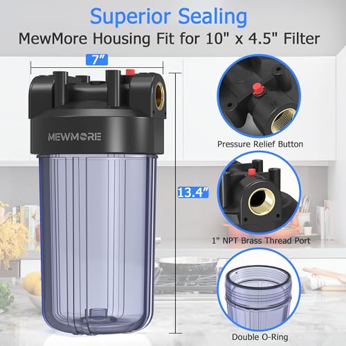 WHT10 Whole House Water Filter Housing Fit 10"x4.5" Sediment etc Filters