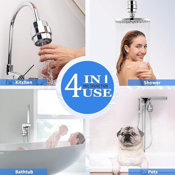 20 Stage Shower Hard Water Purification Filter Showerhead Activated Carbon Water Purifier Chlorine Removal Reduce Dry Itchy Skin(Tap Filtration)