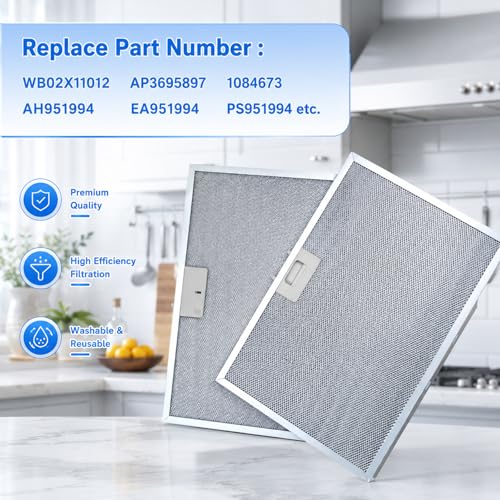 2Pcs WB02X11012 Range Hood Grease Filter 17.5 x 11.6 x 0.35 inches