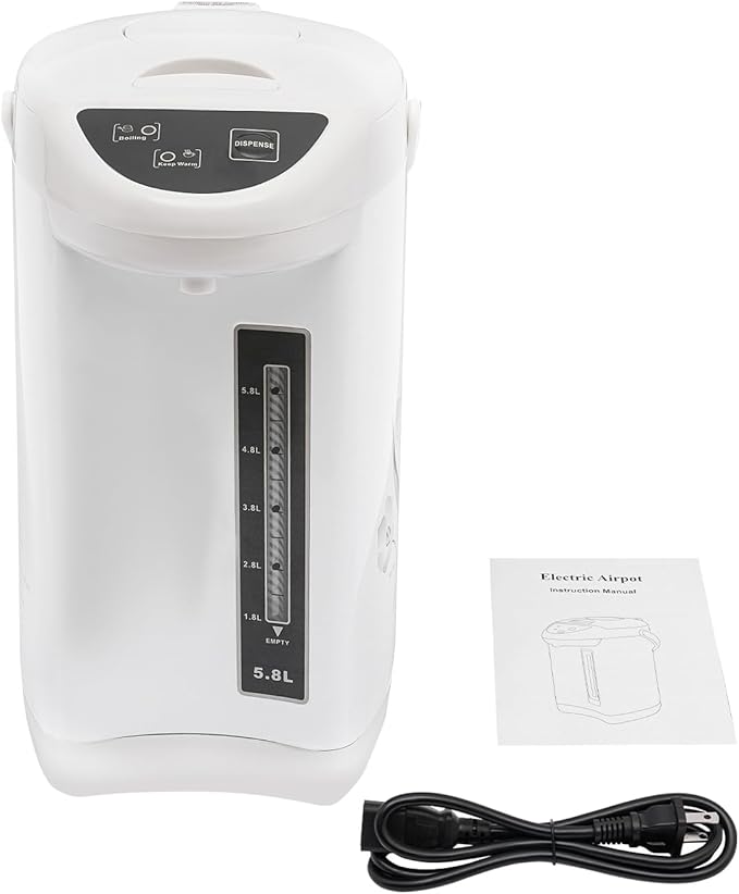 Electric Kettle, 5.8 L/196 Oz Electric Hot Water Urn Pot Dispenser, 304 Stainless Steel Water Boiler Warmer, 110V 750W Multi-Function Smart Kettle with Removable Water Tank for Offices Home (White)