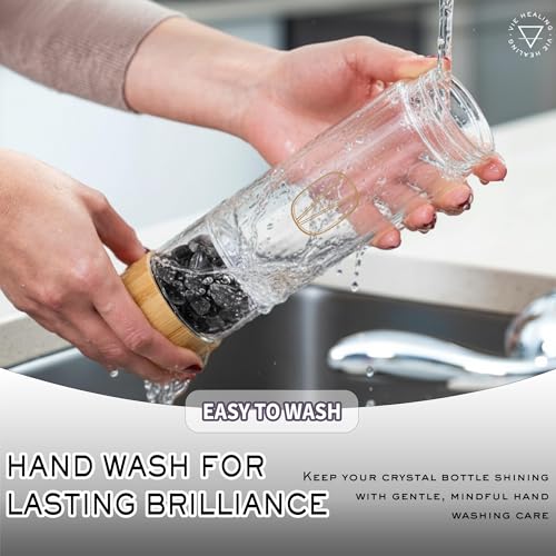 Gem Infused Obsidian Glass Water Bottle