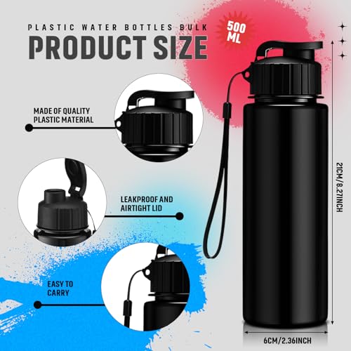 72 Pcs 17 Oz Plastic Water Bottles Bulk Sports (72 Count)