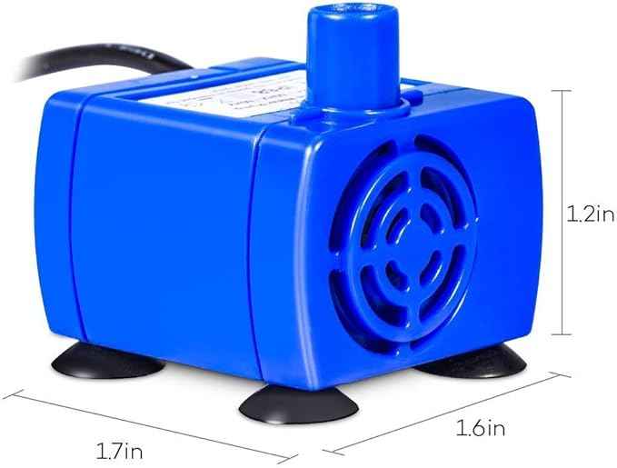 YOUTHINK Fountain Pump, Silent Submersible Pet Fountain Pump Low-pressure Consumption with 5.9 Feet of Power Cord, Suitable for 1.6l and 2.1l Flower Fountains Blue