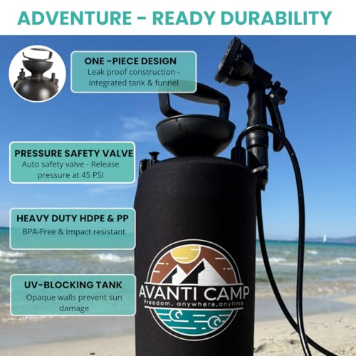Portable Camping Shower Padded Strap Neoprene Sleeve 2.1 Gal 8L