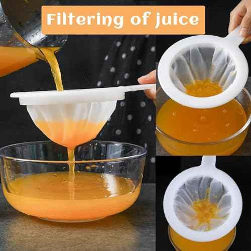 2 Piece Fine Nylon Mesh Strainer Kitchen Food Yogurt Mesh Sieve Plastic Mesh Colander with Handle Mini Brine Shrimp Separation Net for Filtering Juice Milk Soy Coffee Honey Wine Yogurt (2 Count)