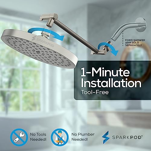 8" Round Rain Shower Head with 11" Shower Arm