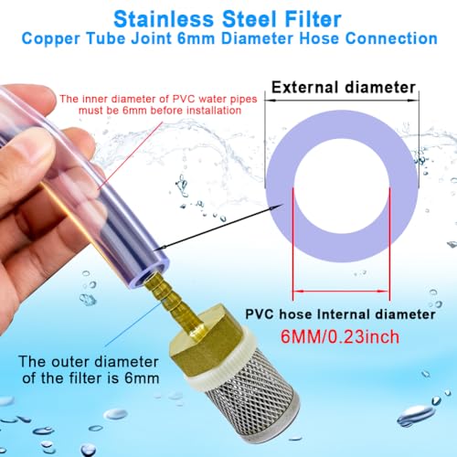 Stainless steel filter copper tube joint 6mm diameter hose connection