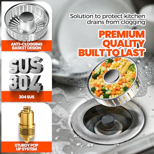 Kitchen Sink Drain Strainer & Sink Stopper (2 Count)