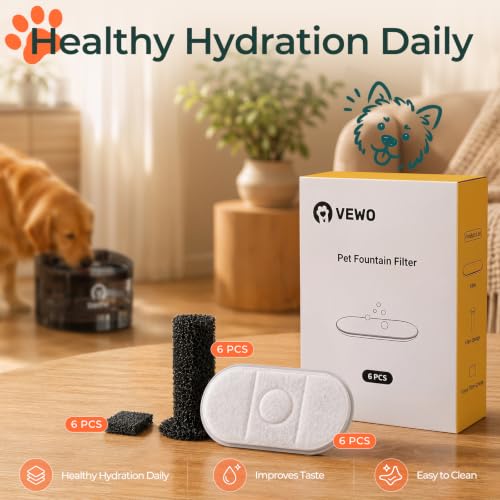 6 Pack Replacement Filter Set for 11L Large Dog Water Fountain