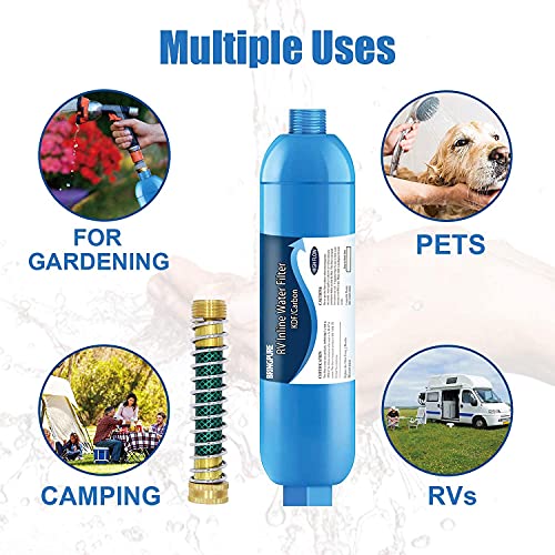 RV Water Filter with 90 Degree Elbow and Flexible Hose Protector (2 Count)