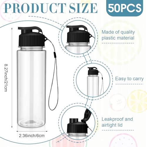50 Pieces Reusable Plastic Water Bottles Bulk (50 Count)