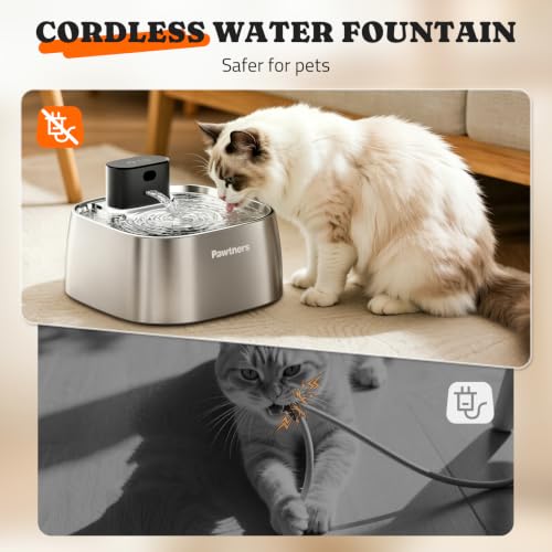 Pumpless Cat Water Fountain Stainless Steel 108oz