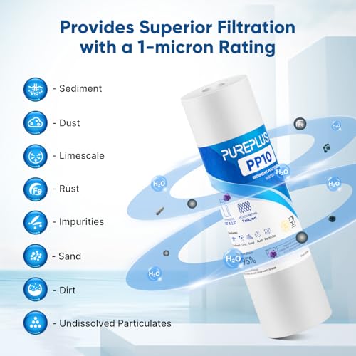 1 Micron 10" x 2.5" Whole House Sediment Home Water Filter Cartridge Replacement for Any 10 inch RO Unit (6 Count)