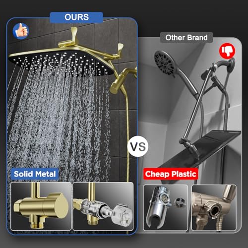 Gold 11.8" High Pressure Shower Head with Handheld