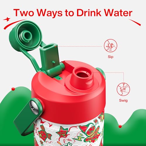 Christmas Insulated Water Bottle with Straw