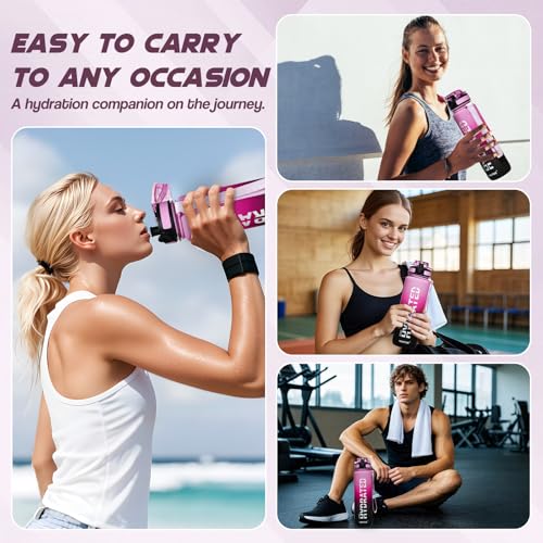 Water Bottle 32 oz Motivational Time Marker Tritan Bottle