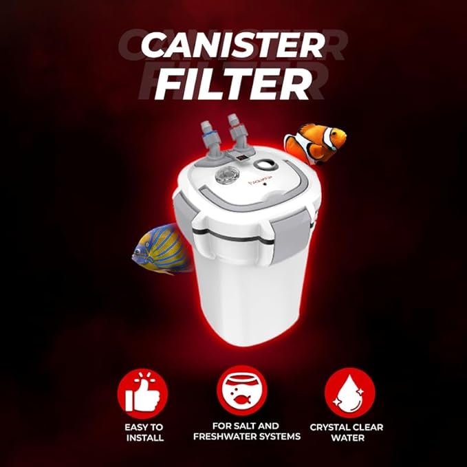Aquatop Forza Premium Canister Filter – 295 GPH Flow Rate – Ideal for 60-90 Gallon Tanks – 7W for Crystal Clear Water – Includes Filter Media