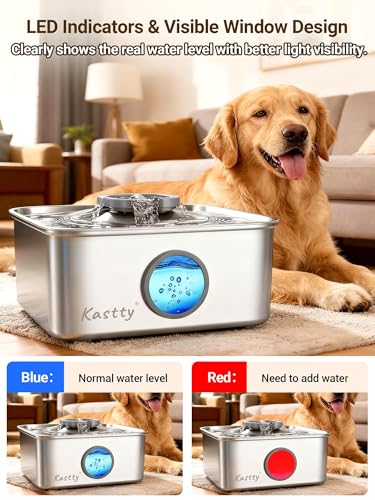 15L 4 Gal Stainless Steel Dog Water Fountain for Large Dogs