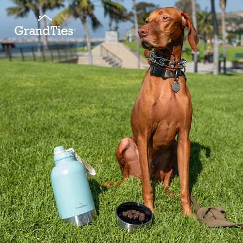 Insulated Portable Dog Water Bottle with 2 Detachable Water Bowl Dispenser