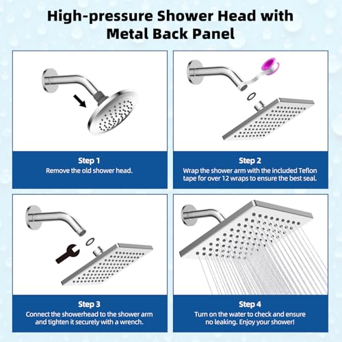 cUPC Certified Thickness Metal 6'' Square Rain Shower Head