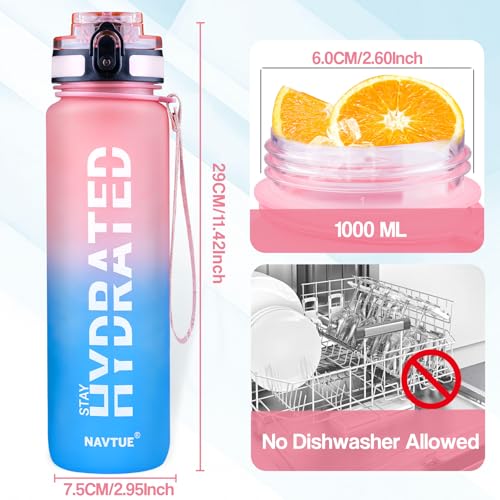 Water Bottle 32 oz Motivational Time Marker Tritan Bottle