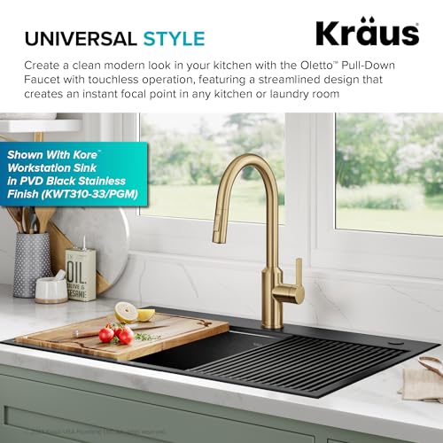 Brushed Brass Touchless Pull Down Kitchen Faucet KSF
