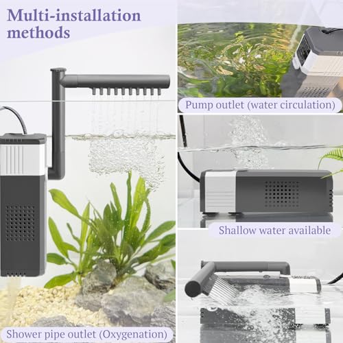 10W 130GPH Powerful Aquarium Filter for 10