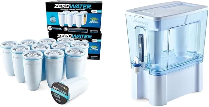 ZeroWater Official Replacement Filter - 5-Stage 0 TDS Filter Replacement & 52-Cup Ready-Read 5-Stage Water Filter Dispenser with Instant Read Out - 0 TDS for Improved Tap Water Taste