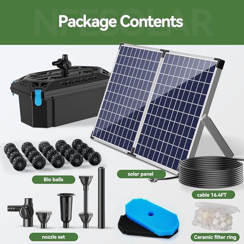 50W Solar Pond Filter Pump 580 GPH for Pond up to 2000 Gallons