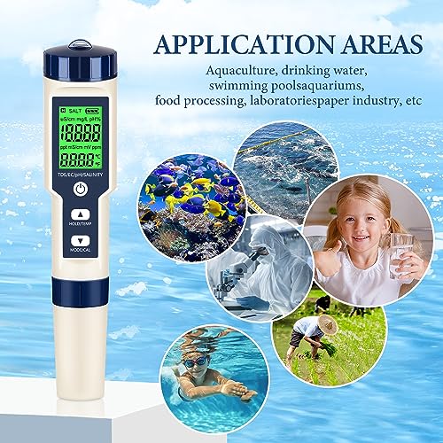 PH Meter & TDS Meter Digital Water Tester 5 in 1 Salinity Tester PH Temp EC and TDS Meter