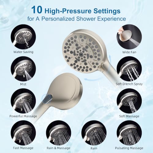Metal 10" High Pressure Rain Shower Head Combo