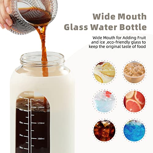 52 oz Glass Water Bottle with 2