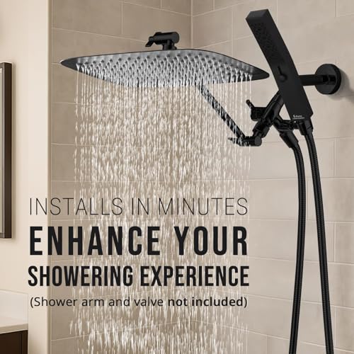 All Metal 12" Rain Shower Head with Handheld for Bathroom Upgrade