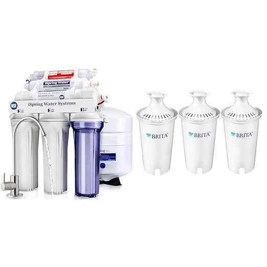 iSpring RCC7AK, NSF Certified 75 GPD, Alkaline 6-Stage Reverse Osmosis System & Brita Standard Water Filter, BPA-Free, Replaces 1,800 Plastic Water Bottles a Year