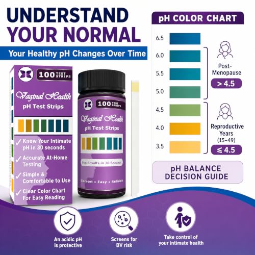 Vaginal pH Balance Test Strips. Personal Wellness Kit for Women. Supports Feminine Hygiene (100 Count)