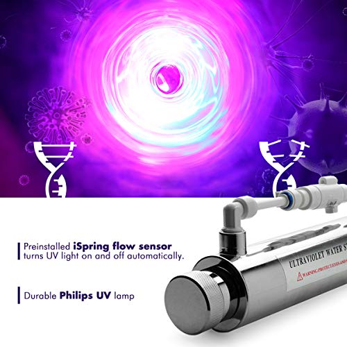 RCC1UP 6 Stage 100 GPD Under Sink Reverse Osmosis Drinking Water Filtration System with Booster Pump and UV Ultraviolet Filter