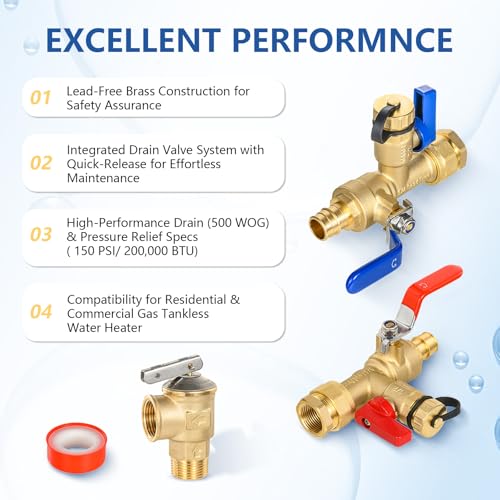 1 Set GUOFIS Tankless Water Heater Service Valve Kit