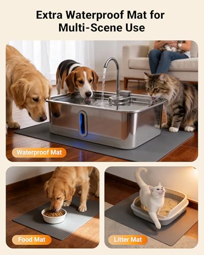 18L 4.76Gal Extra Large Dog Water Fountain with Silicone Mat & 3 Filters (608.73 Ounce)