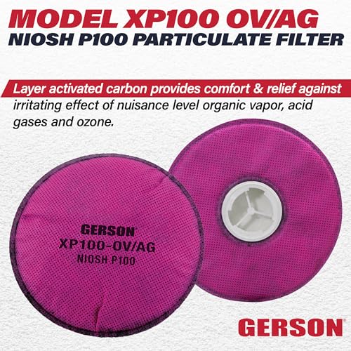NIOSH XP100 Pancake Filters with Organic Vapor Acid Gas Nuisance Odor Relief Pair