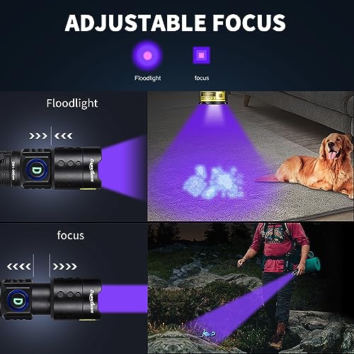 UV Flashlight 395nm Black Light Mini USB Rechargeable Ultraviolet LED Blacklight Woods Lamp Powerful Fluorescent Portable Detector for Pet Urine Stains