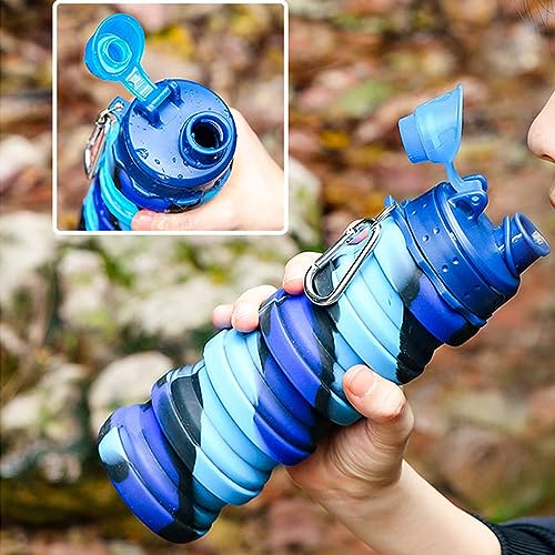 Collapsible Water Bottles Travel Sports Portable Sport Water Bottle comes with mountaineering Buckle 500ml silicone Water