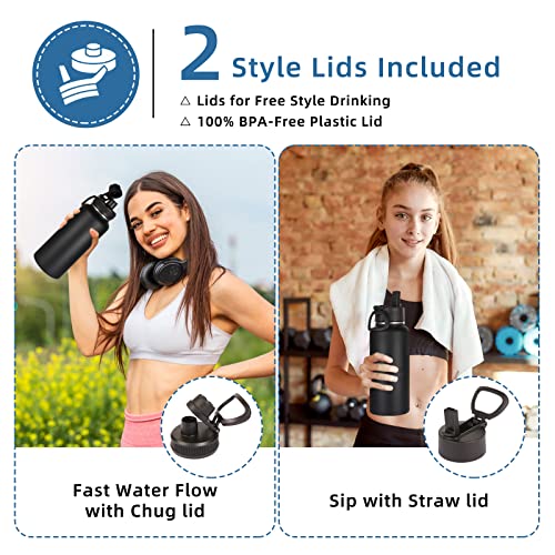 32oz Insulated Water Bottles Bulk 8 Pack with Straw Lid & Spout Lid (8 Count)