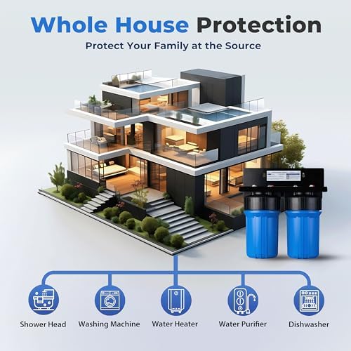 WGB21B-CPB 2-Stage Whole House Water Filtration System Reduces Cadmium, Mercury, Sediments, Chlorine, and up to 99% Lead, 1" Inlet/Outlet Ports