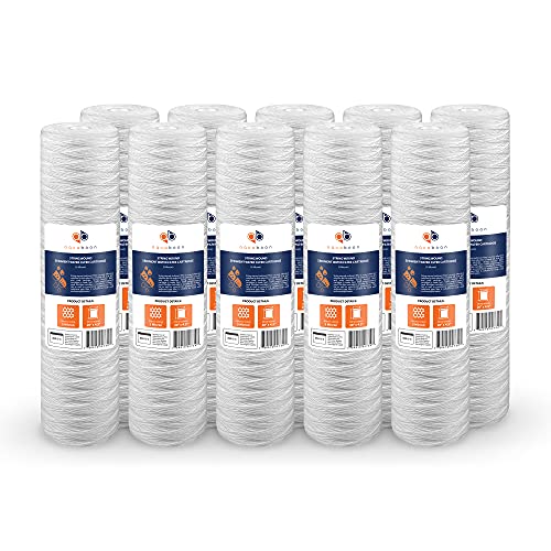 5 Micron 20 x 4.5 Whole House String Wound Water Filter Replacement Cartridge for Well Water Filtration Compatible with WP5BB20P (10 Count)