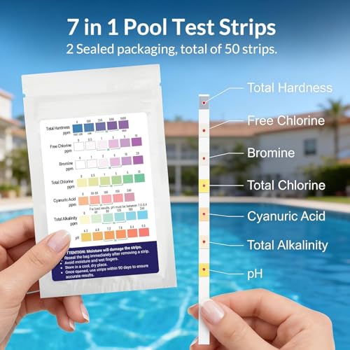 11-in-1 Digital Pool Water Tester Kit Including 5-in-1 Salt Tester for Saltwater Pool & 7-in-1 Pool Test Strips(50 Strips), Test pH Salinity TDS EC Temp Chlorine Bromine Alkalinity Hardness